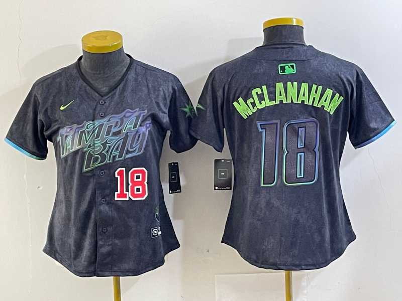 Womens Tampa Bay Rays #18 Shane McClanahan Charcoal 2024 City Connect Player Number Limited Cool Base Jerseys->mlb womens jerseys->MLB Jersey